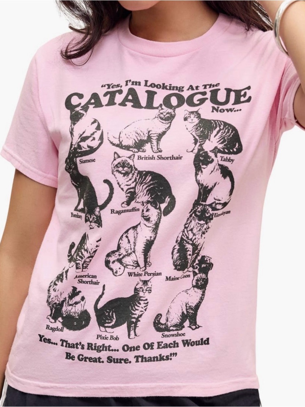BDG Urban Outfitters Pink Cat Catalogue Relaxed Fit Cotton Graphic Tee XS-S NWT